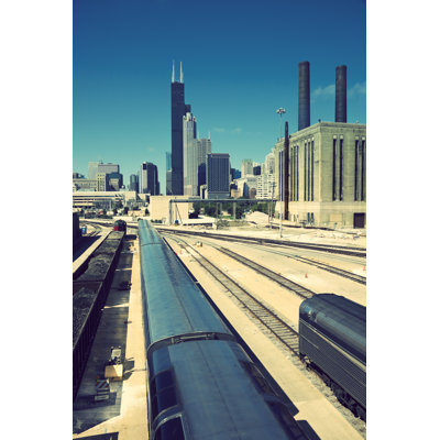 Train In Chicago - Wrapped Canvas Print