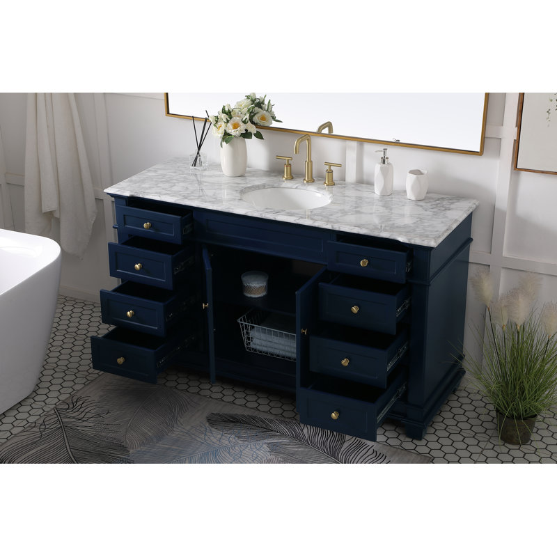Ensemble de meuble-lavabo simple 60 po Lydie, Bleu