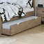 Lit simple avec lit gigogne, transitionnel, gris chaud brossé au fil de fer, bois massif, grain de bois pour la chambre à coucher-133255980
