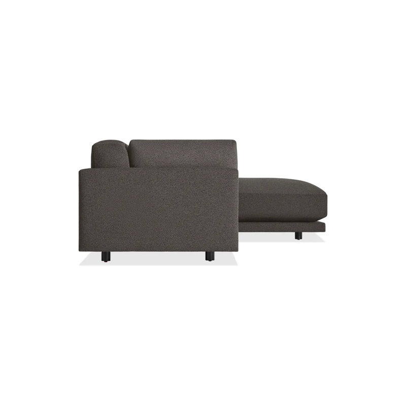 Sunday Chaise Sectional, Kelso Charcoal 100% Polyester, Left Hand Facing