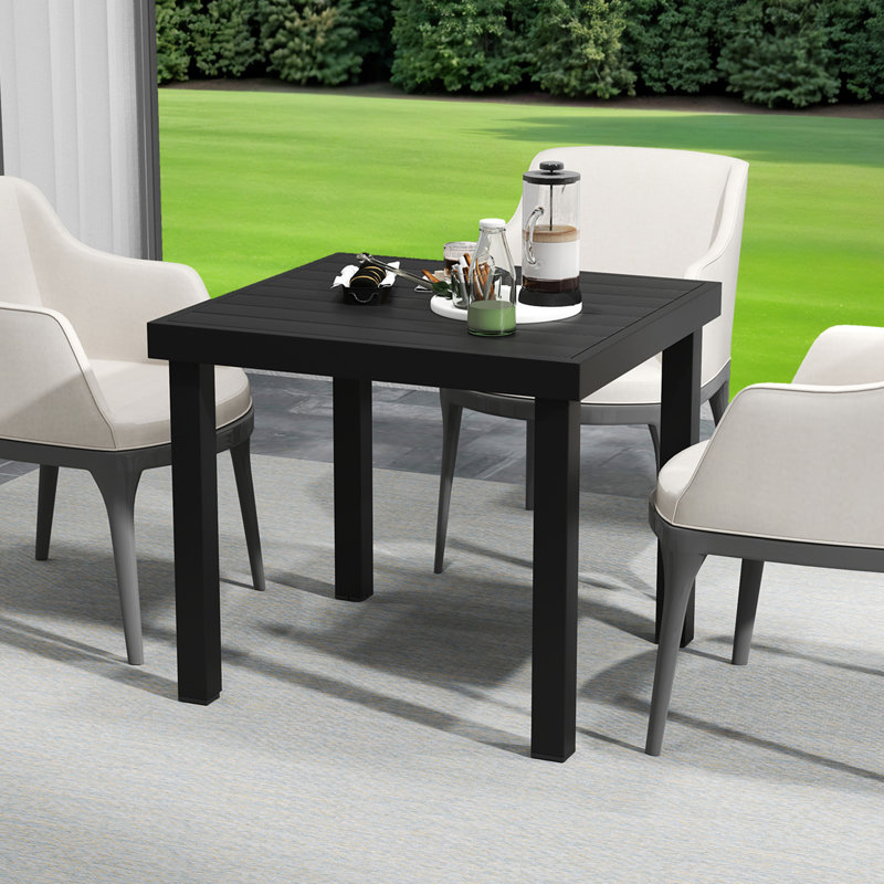 Sarait Garden Dining Table 78x78cm Square Outdoor Table with WPC Wood Top & Aluminum Frame