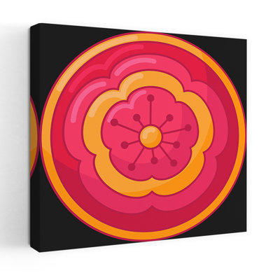 Art floral abstrait avec médaillon rose