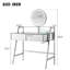 Table de coiffeuse à miroir argenté avec lumières DEL et miroir, 2 tiroirs spacieux, tablette ouverte, point de charge de la chambre à coucher, lumières de bureau de maquillage 33,9 po, station pour grands tiroirs