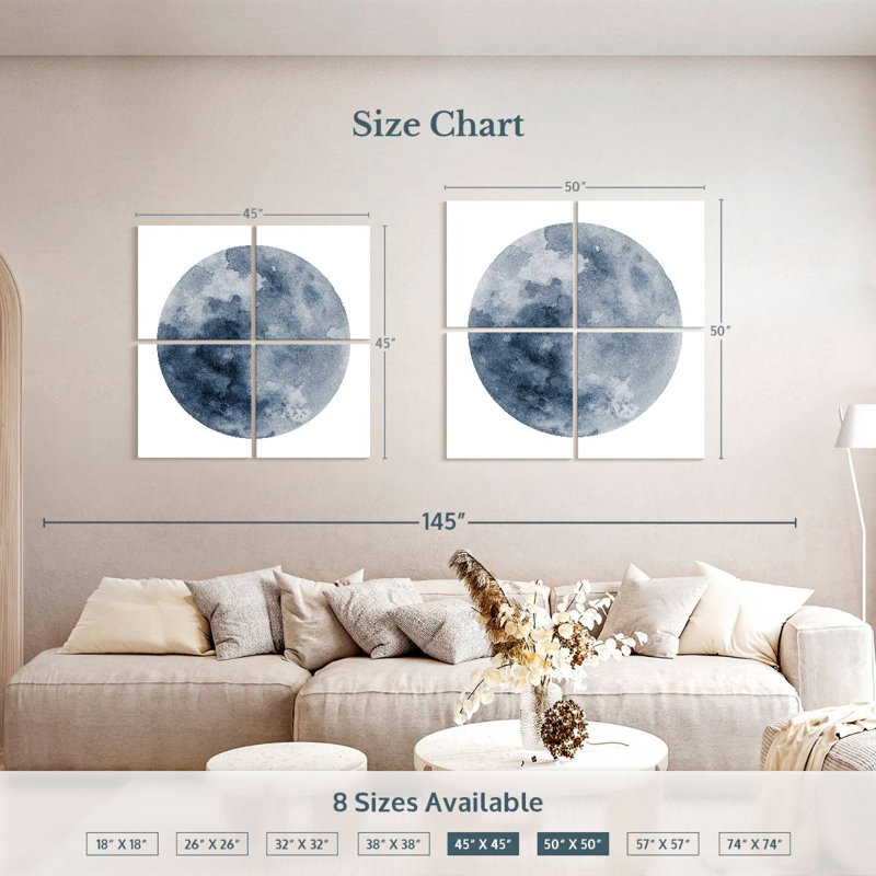 Lune bleue céleste d'Oberle, H 45 po x l 45 po