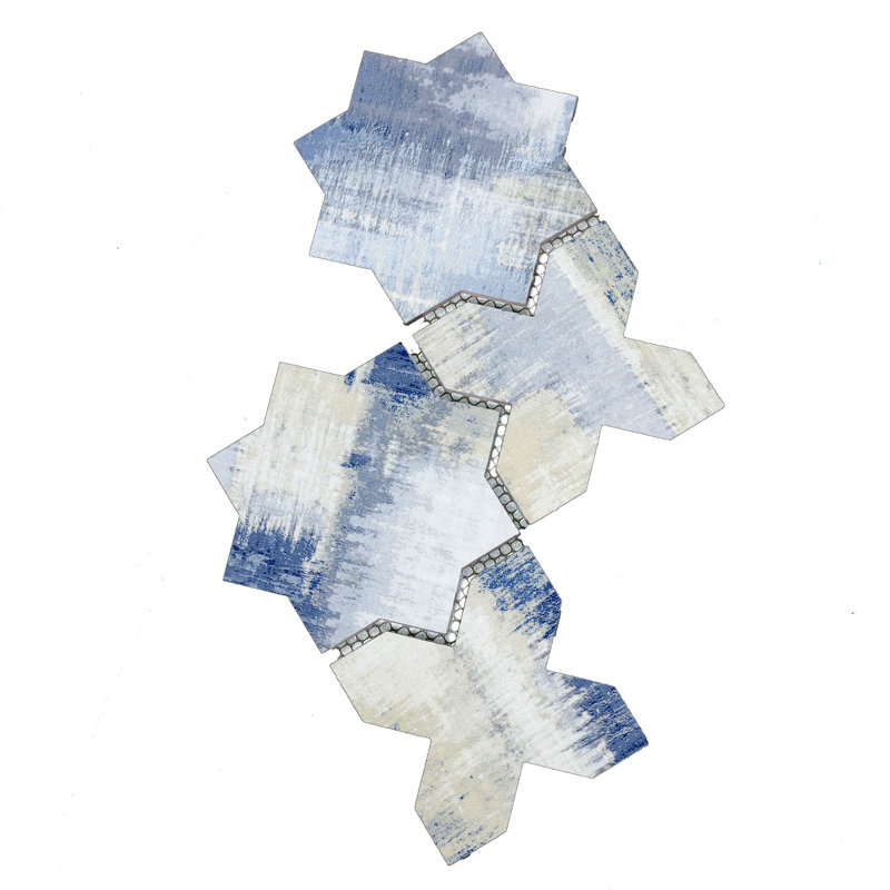 Tuscan Design 6" x 6" Glass Novelty Mosaic Wall Tile, Cement Blue/Tan