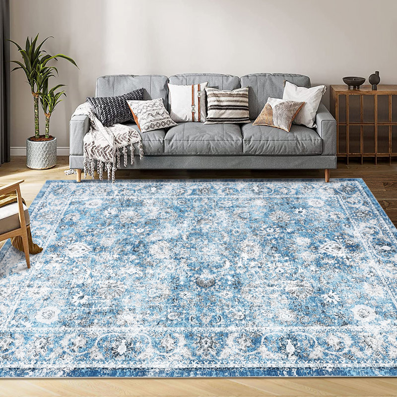 Tapis rétro, tapis de salon intérieur rétro, Rectangle 5 pi x 7 pi