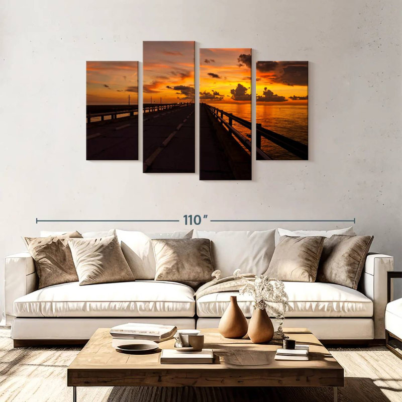 Lilie coucher de soleil au pont de sept milles, H 48 po x l 75 po