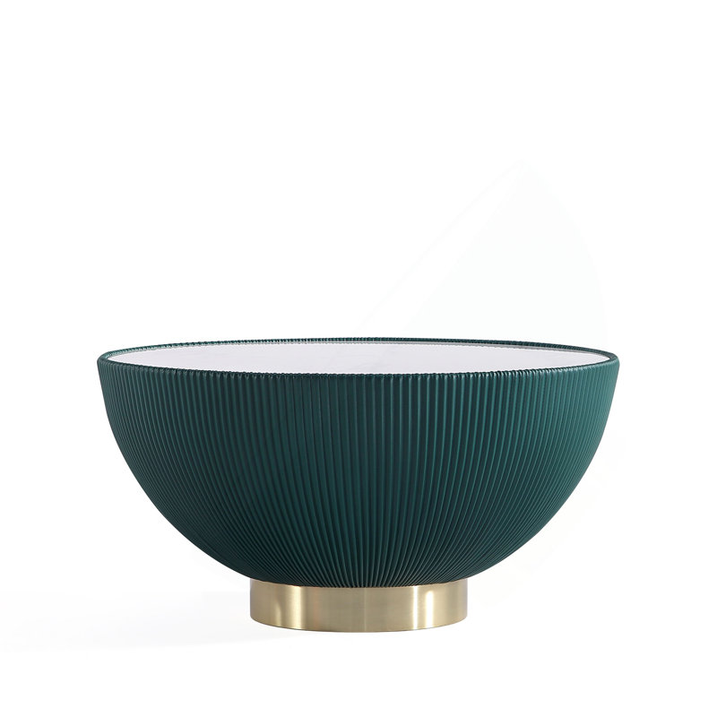 Table de bout moderne sans assemblage: plateau en marbre de 28 po avec détails plissés, assorti et assorti, Vert