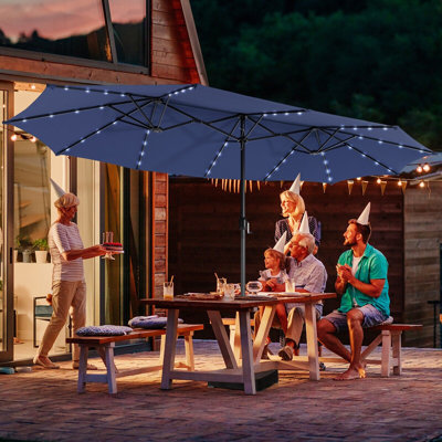 450 cm W X 270 cm D Rectangular Lighted Balcony Parasol with Crank Lift