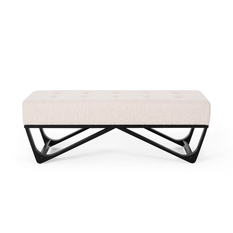 Contemporary With Button- Cover And Geometric Leg Structure Modern Bench Soft Padding Stylish Frame