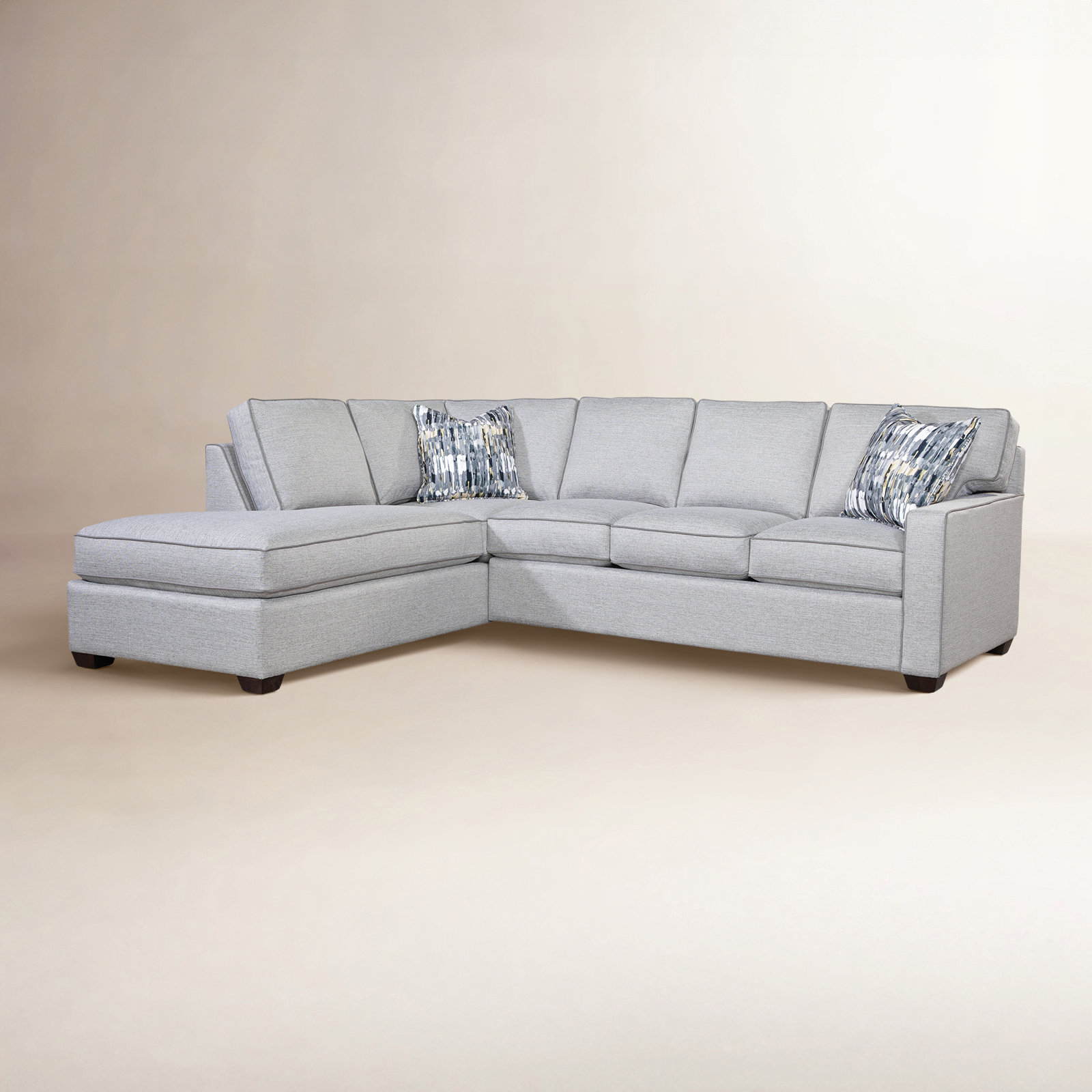 Gramercy Park Two-Piece Bumper Sectional With Sleeper, Elite Ivory; 0321-91, Java, Right Hand Facing
