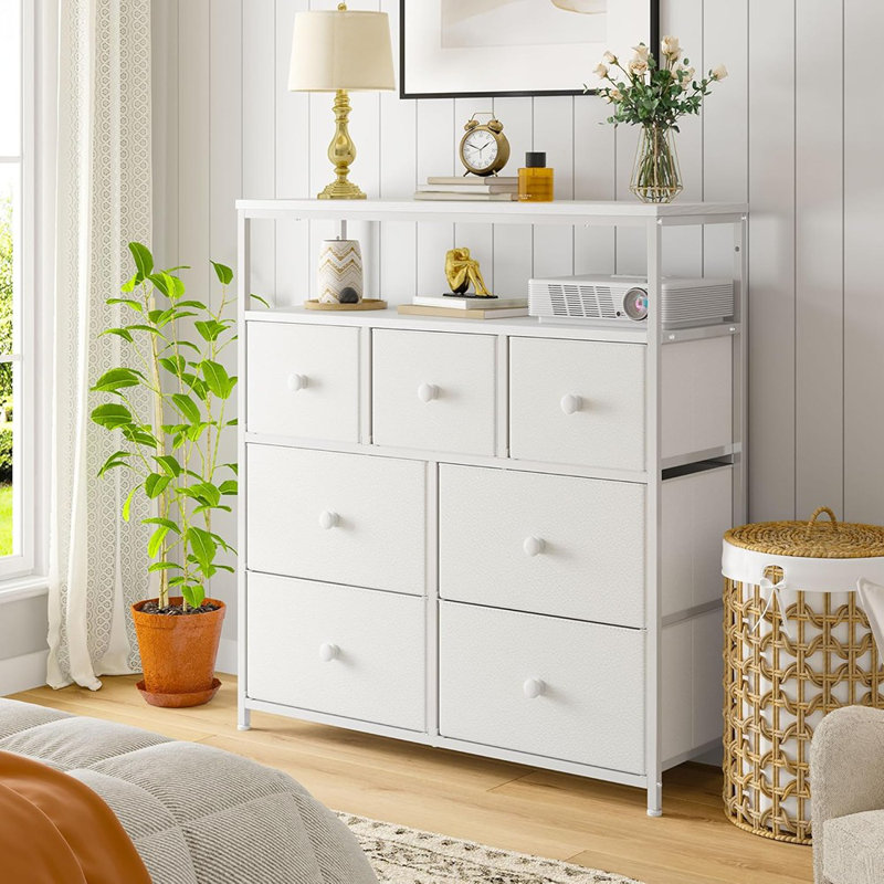 Commode pour chambre à coucher avec 7 tiroirs, commodes mauves et commodes, commode pour rangement de vêtements