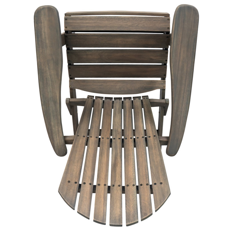 Chaise pliante grise en bois pour un usage extérieur, avec fonction