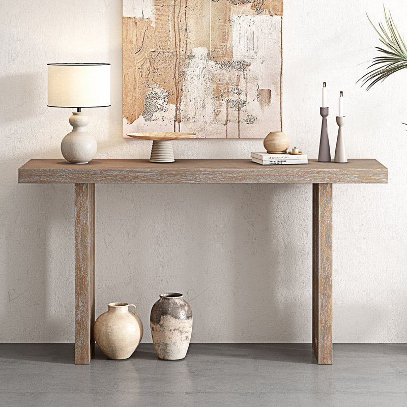 Console de conception unique avec formes latérales distinctives, table de couloir