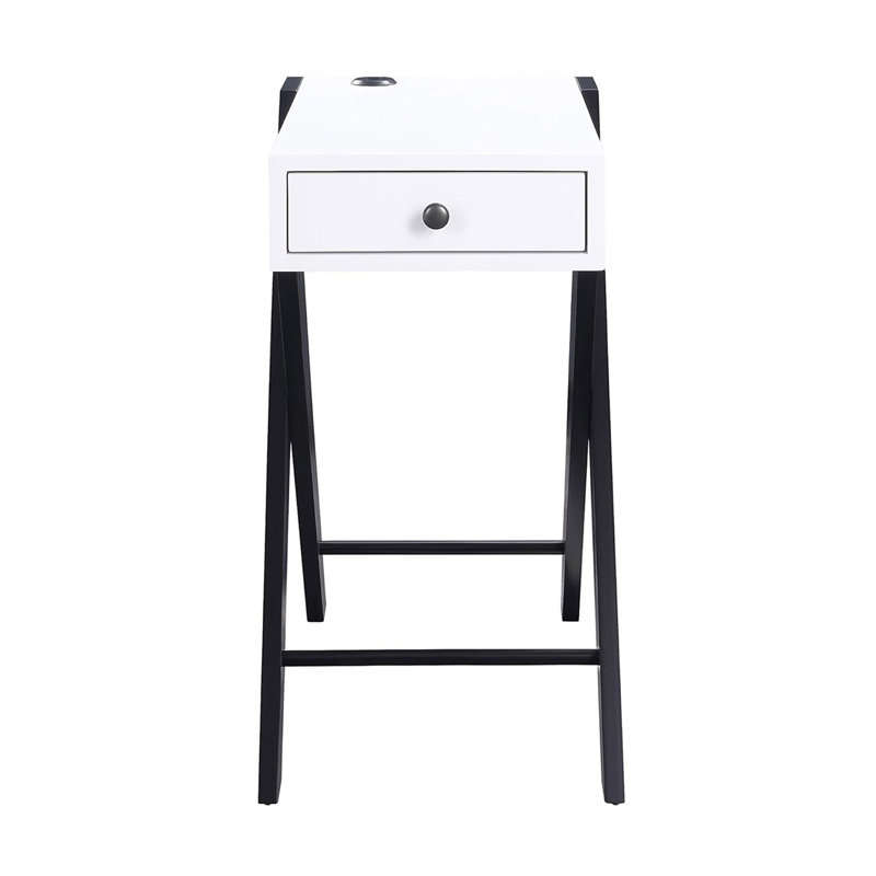 Table d'appoint avec station de charge USB, Blanc