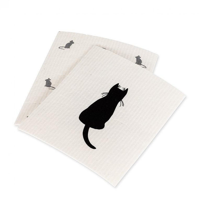 Set Of 2 Cat & Mice Dishcloth