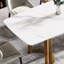 Table de salle à manger 70,2 "en pierre frittée blanche, recyclable et matériaux, 6-8 sièges 70,2" rectangulaire, avec des pieds élégants en métal doré