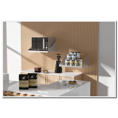 15"X20" Stainless Steel Microwave Shelf, 180 Lb Heavy Duty Wall Mount Floating Shelving For Kitchen Restaurant Hotel
