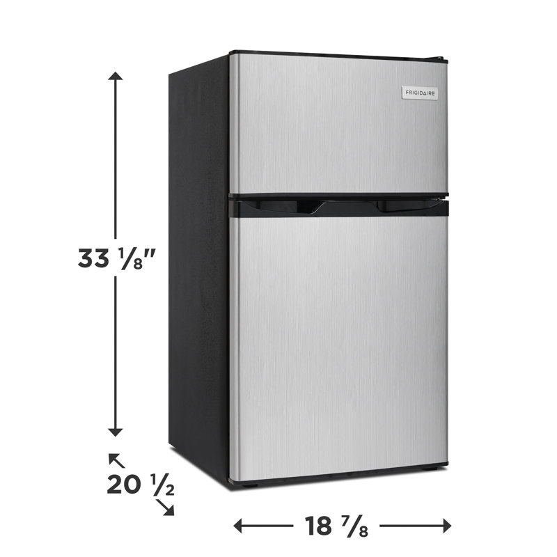 Frigidaire 3.1 Cu. Ft. Compact Refrigerator with Freezer, 2-Door Mini Fridge in Stainless Steel