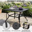 Table de bistro carrée en acier de 94 cm (37 po) avec trou pour parasol de 4 cm (1,57 po) pour terrasse ou jardin.-1847026032