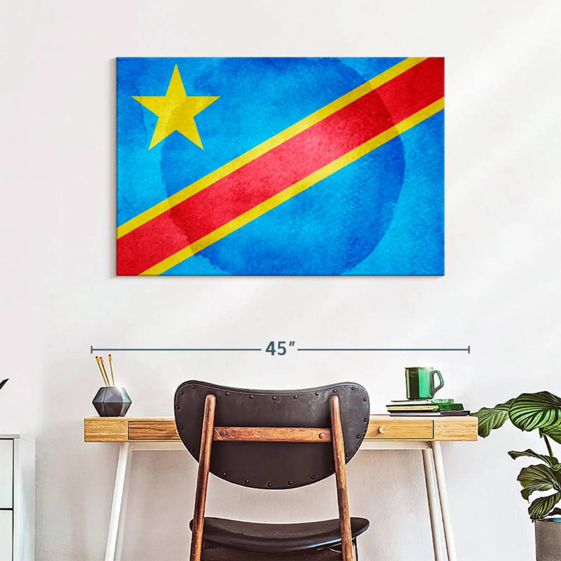 Washed Congo Flag, 26" H x 39" W