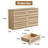 Rattan Dresser for Bedroom with 6 Drawers, 47 in Modern Farmhouse Wide Chest of Drawers, Wood Storage Cabinet Organizer for Closet, Living Room, Hallway-1880554341