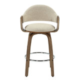 Daxton Mid-Century Swivel Bar & Counter Stool With Curved Back, Upholstered Seat, And Wood Frame