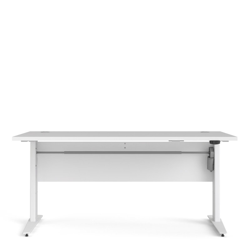 Prima Metal Base Writing Desk, 75.2cm H x 150.1cm W x 80.1cm D, White, White