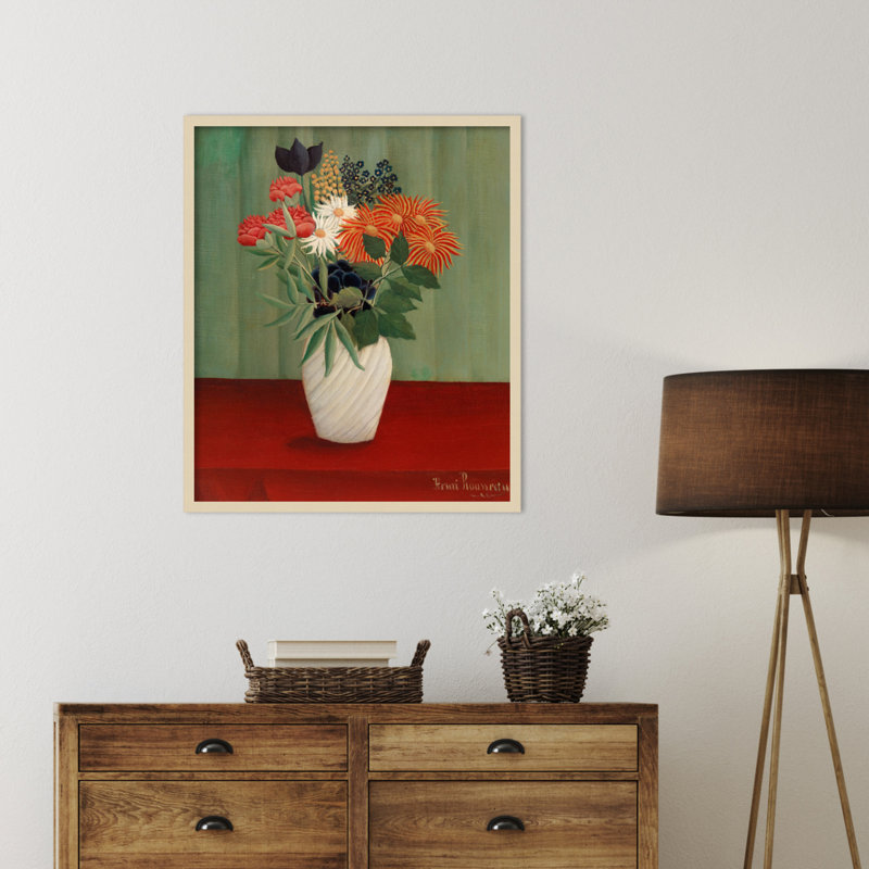 "Bouquet de fleurs" par Henri Rousseau, Blanc, H 41 po x l 35 po