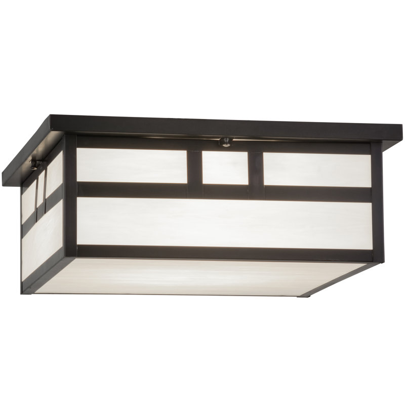 Craftsman Brown 31" LED Flushmount with White Art Glass