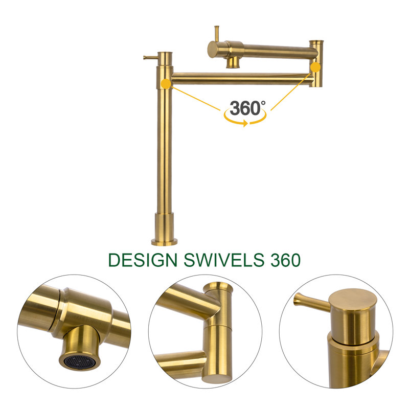 Akicon Kitchen Faucet, Brass Gold