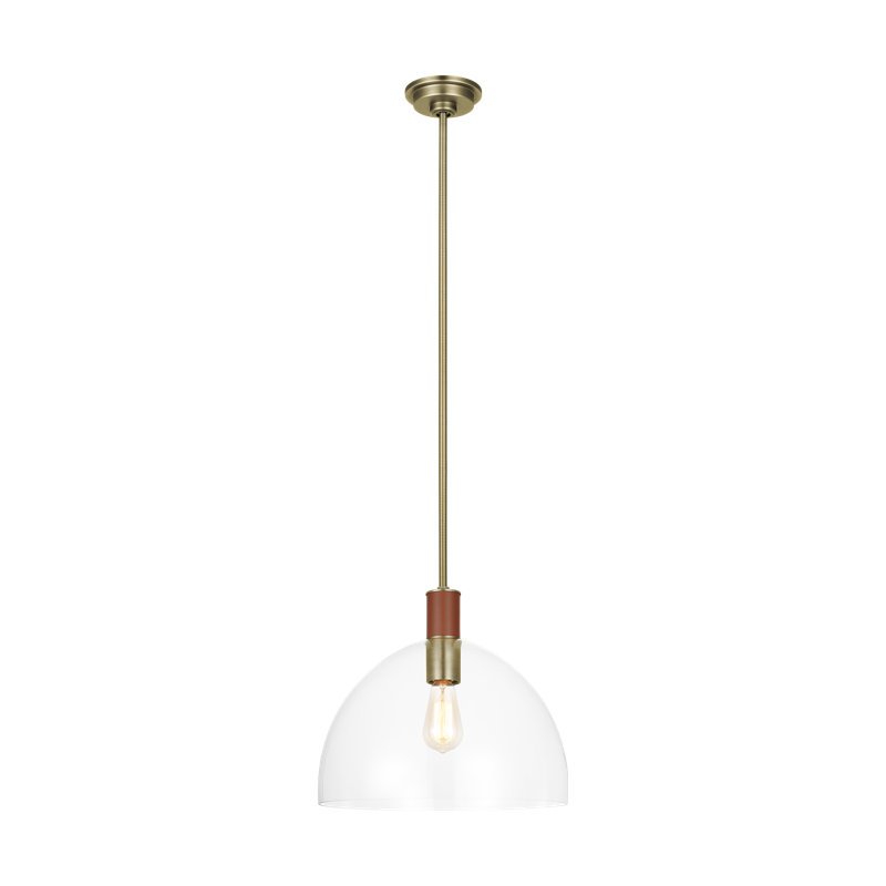 Luminaire suspendu en laiton usé à 1 lumière Hadley, H 14 po x l 15 po x P 13 po