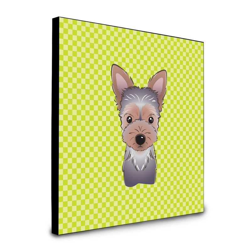 Panneau mural d’art Dungorbery, Vert, Chiot Yorkie