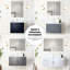 Meuble-lavabo blanc lustré 61 cm (L) x 56 cm (P) avec comptoir en quartz, miroir et robinet - Résistant aux égratignures et aux taches