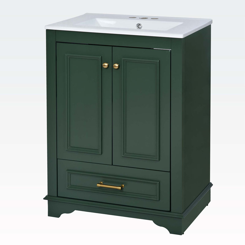 24'' Bathroom Vanity with Ceramic Sink Combo, Green
