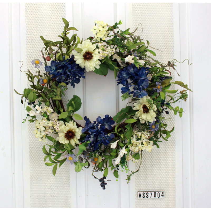 Couronne à fleurs mélangées de 19 po en soie