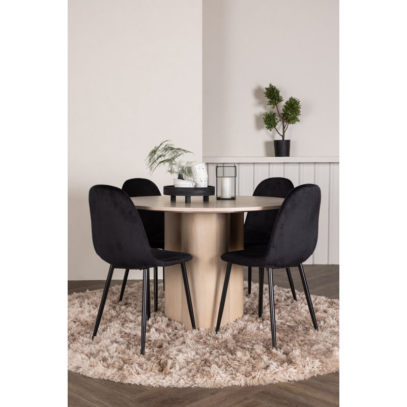 Oldham 4 -Person Dining Set, Black, Black