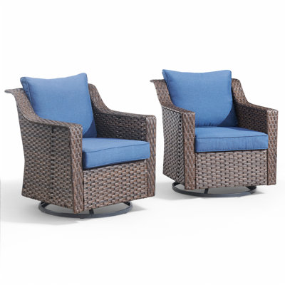 Jenesys Red Barrel Studio Outdoor Wicker Swivel Glider Chairs With Cushions by Winston Porter