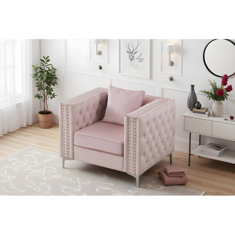Chaise en velours Lyon, Velours rose