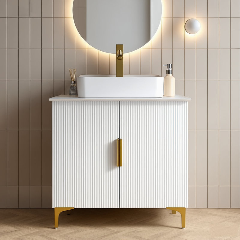 Meuble-lavabo vasque 30 po blanc moderne