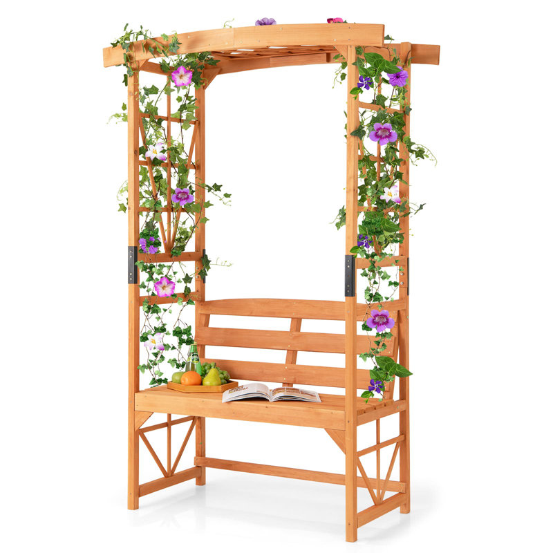 Lithonia 120cm W x 22.83cm D Solid Wood Arbour in Orange