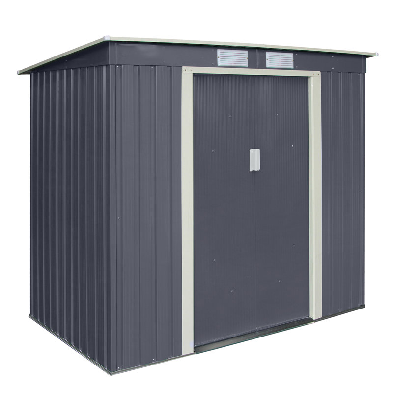 Rowlinson Trentvale 6x4 Metal Pent Shed, Dark Grey