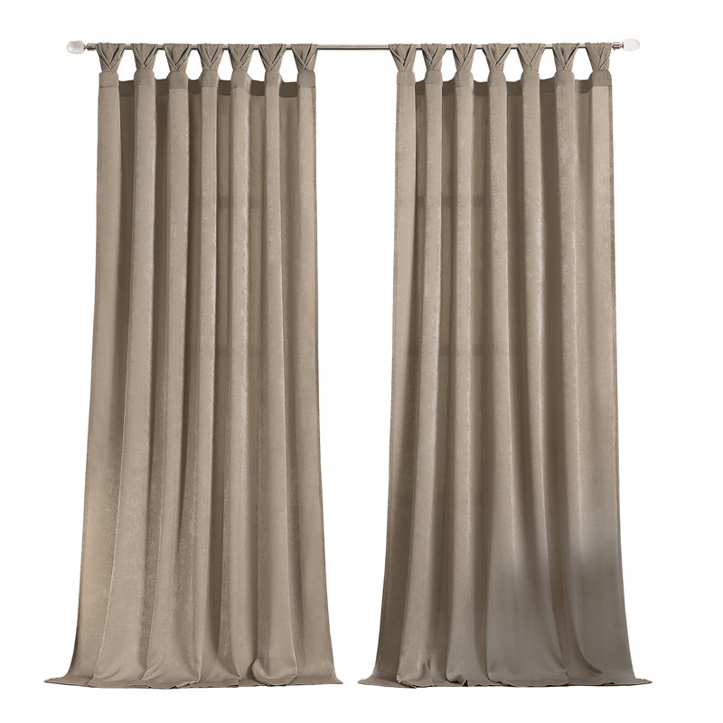 Cathirine Semi Sheer Curtain Pair, Tan, 52" W x 63" L