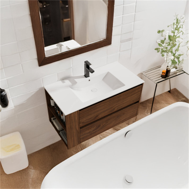 Rangement pour salle de bain Jayel, Noyer