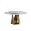 Table de salle à manger ronde en marbre avec base en métal, marbre artificiel