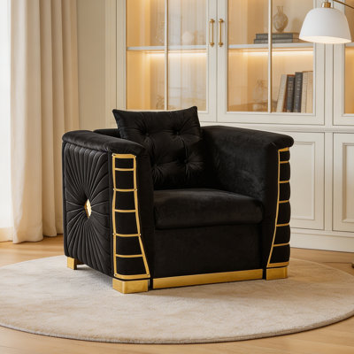 Fauteuil d'appoint une place Regalia de 40,2 po en velours avec coussin et assise épaisse pour le salon