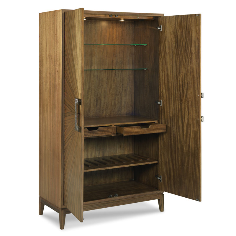 Solomon Paldao Hardwood Bar Cabinet with Adjustable Wine Shelf