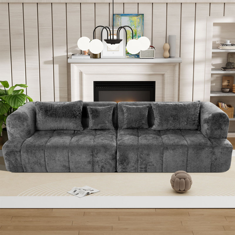 Canapé modulaire Boneless de 103 po, canapé 4 places avec mousse à mémoire de forme rembourrée et confortable avec 4 coussins, aucun assemblage requis