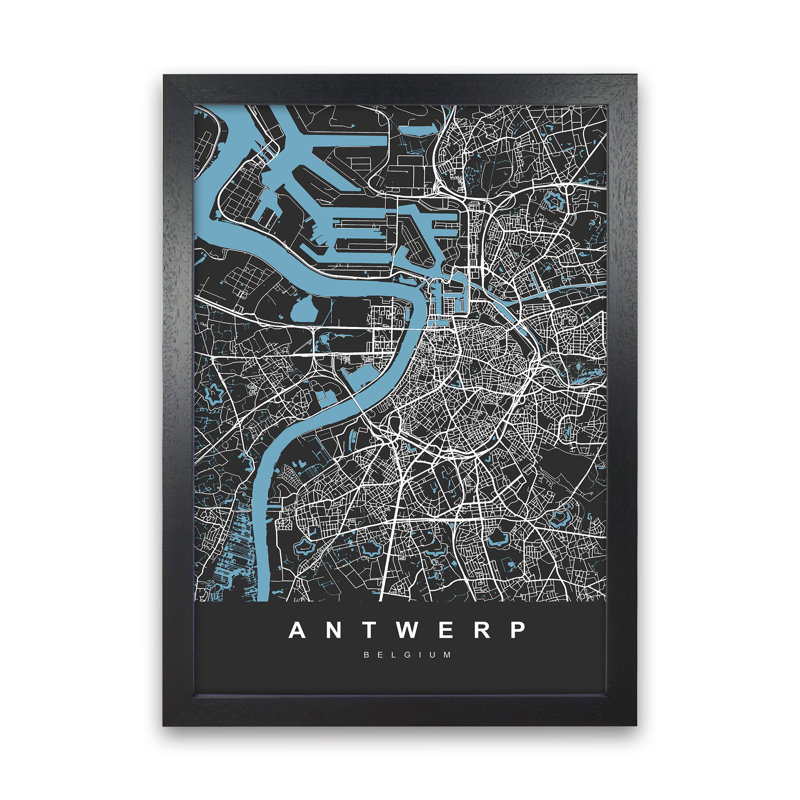 Antwerp - Print, Black Paper, 46cm H x 34cm W x 3cm D