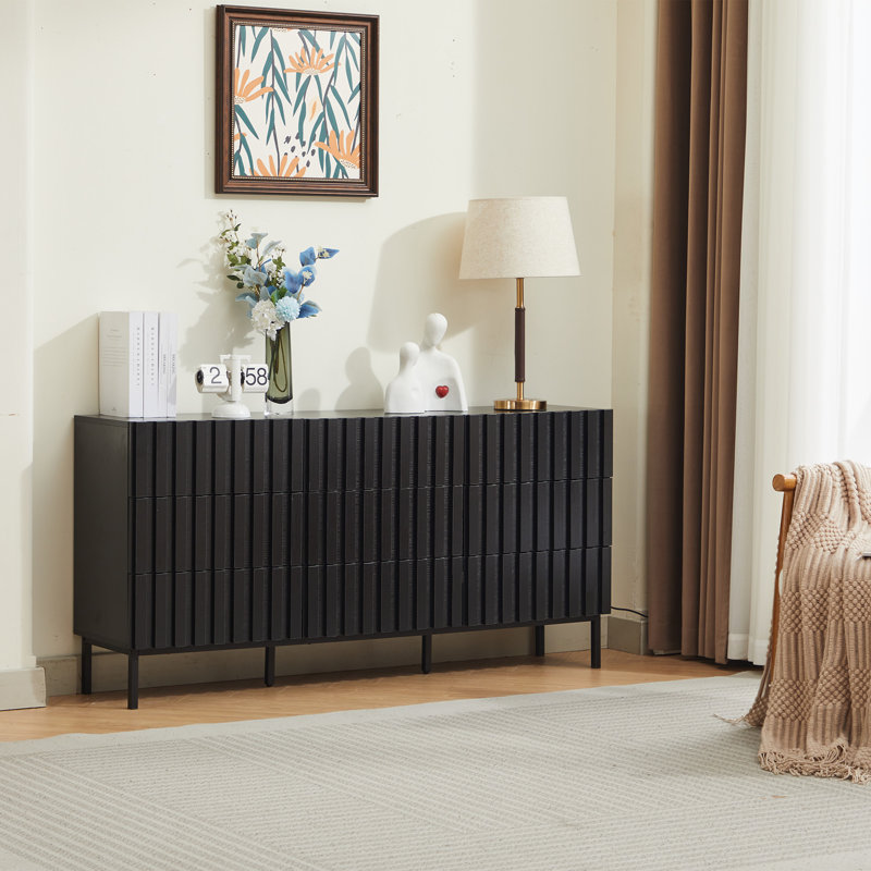 Commode 9 tiroirs l 59,1 po, Noir